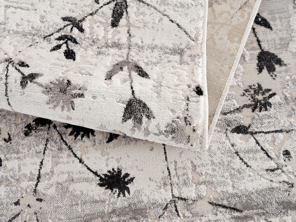 WEBTEPPICH 133/190 cm Antea Grau, Schwarz, Beige  - Beige/Schwarz, Design, Textil (133/190cm) - Schöner Wohnen