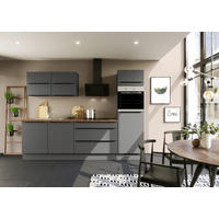 KÜCHENLEERBLOCK 280 cm   in Graphitfarben  - Eiche dunkel/Schwarz, Design, Holzwerkstoff/Metall (280cm) - Impuls