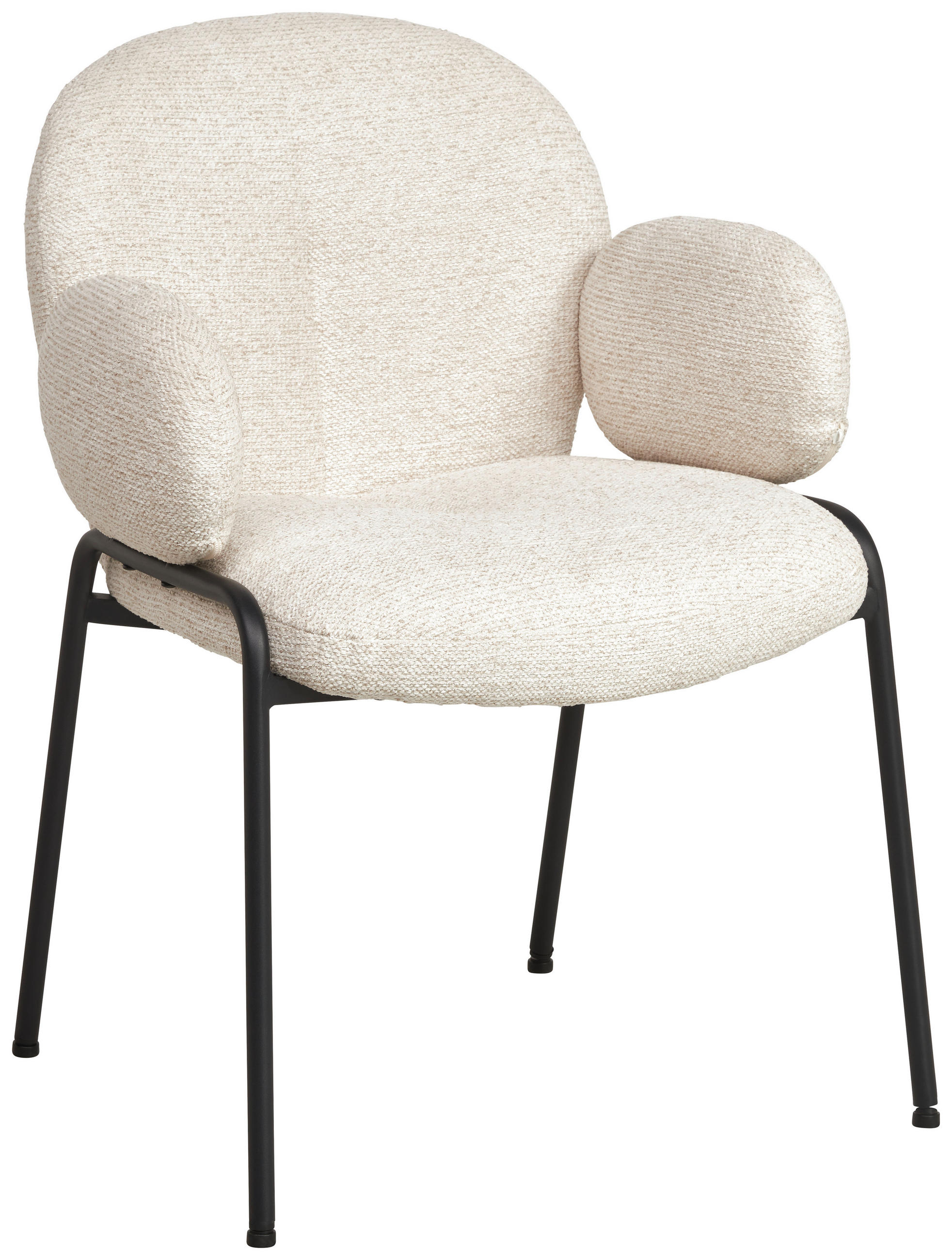 ARMLEHNSTUHL  in Eisen Leinenoptik  - Beige/Schwarz, MODERN, Textil/Metall (60/81/61cm) - MID.YOU