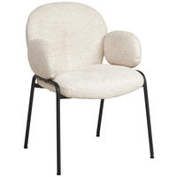 ARMLEHNSTUHL  in Eisen Leinenoptik  - Beige/Schwarz, MODERN, Textil/Metall (60/81/61cm) - MID.YOU