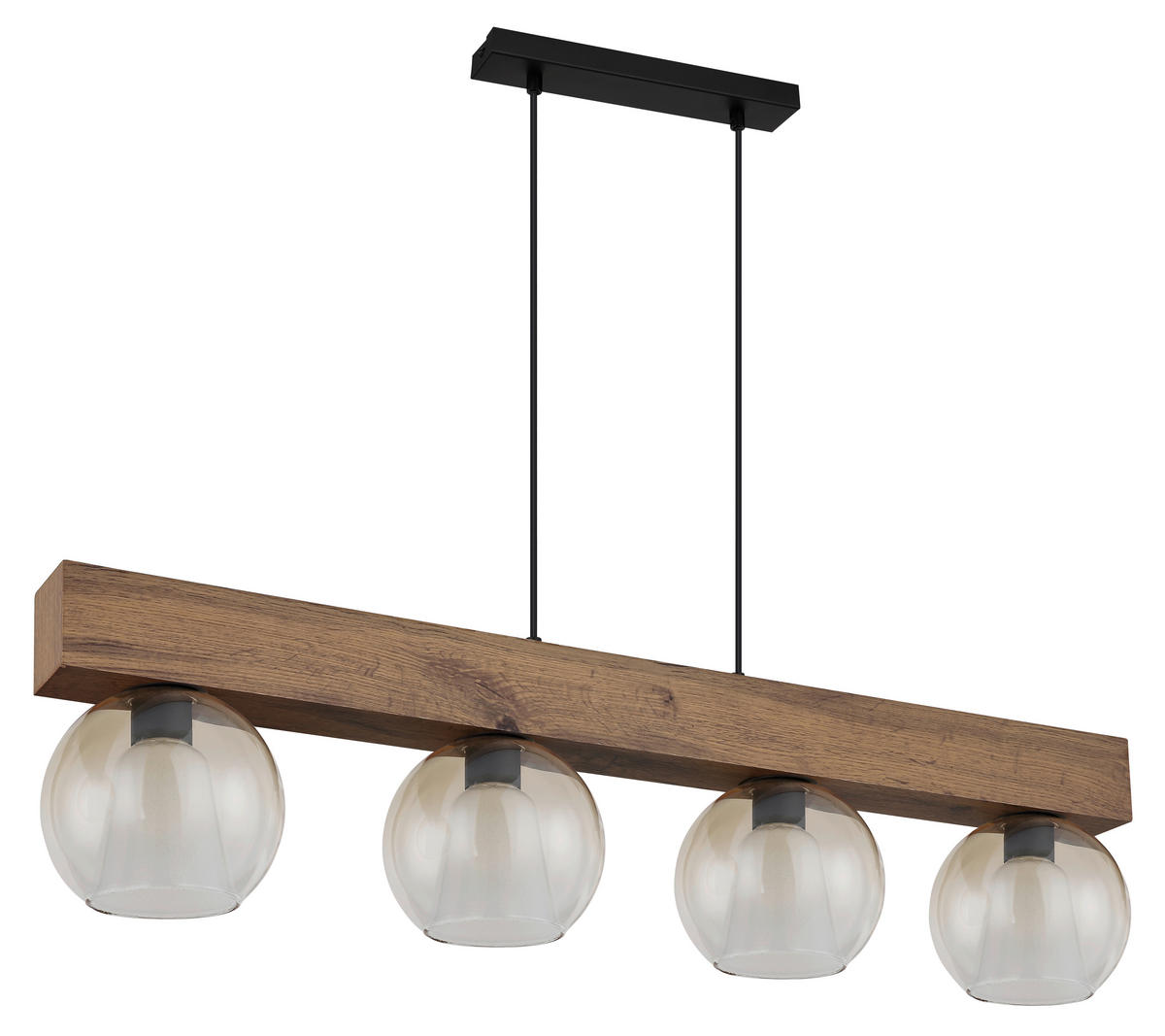 HÄNGELEUCHTE 100/18/120 cm  - Klar/Dunkelbraun, Basics, Glas/Holzwerkstoff (100/18/120cm) - Globo