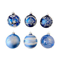 VIANOČNÁ GUĽA   - modrá/biela, Lifestyle, kov/plast (8cm) - X-Mas