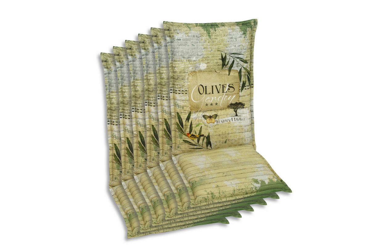 SESSELAUFLAGENSET in Grün, Dunkelgrün, Hellgrün Floral  - Dunkelgrün/Hellgrün, Basics, Textil (50/7/120cm)