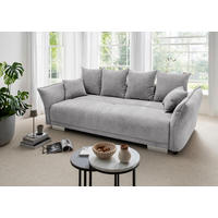 BIGSOFA Mikrofaser Silberfarben  - Chromfarben/Silberfarben, Basics, Kunststoff/Textil (242/71/90/131cm) - Livetastic