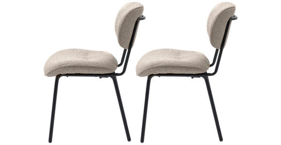STUHL-SET 2 Stück  ,  , Bouclé  ,  - Creme/Schwarz, MODERN, Textil/Metall (50/98/50cm) - Carryhome