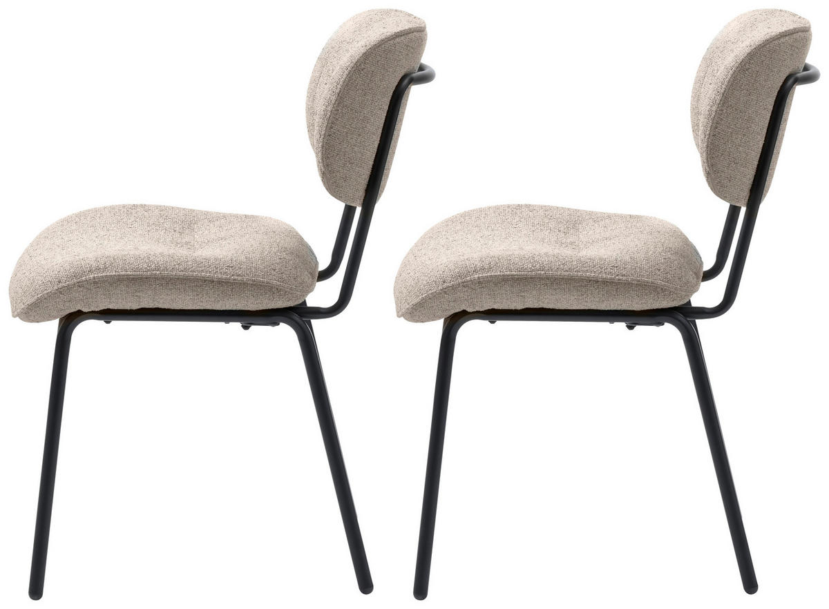 STUHL-SET 2 Stück  in Bouclé Textil  - Creme/Schwarz, MODERN, Textil/Metall (50/98/50cm) - Carryhome