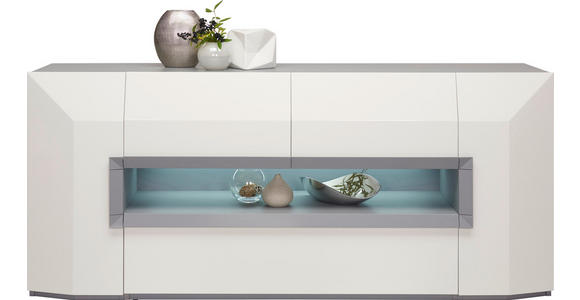 SIDEBOARD Porto 200/90/52 cm 2 Schublade(n)  - Hellgrau/Schwarz, Design, Holz/Holzwerkstoff (200/90/52cm) - Ambiente