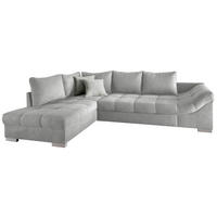ECKSCHLAFSOFA in Mikrofaser Silberfarben  - Silberfarben, Design, Holz/Textil (202/298cm) - MID.YOU
