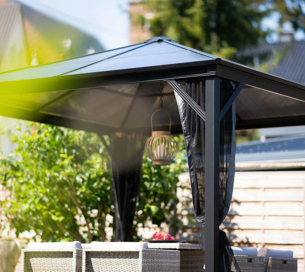 PAVILLON 298/261/298 cm Aluminium  - Anthrazit, Basics, Kunststoff/Metall (298/261/298cm) - Ambia Garden
