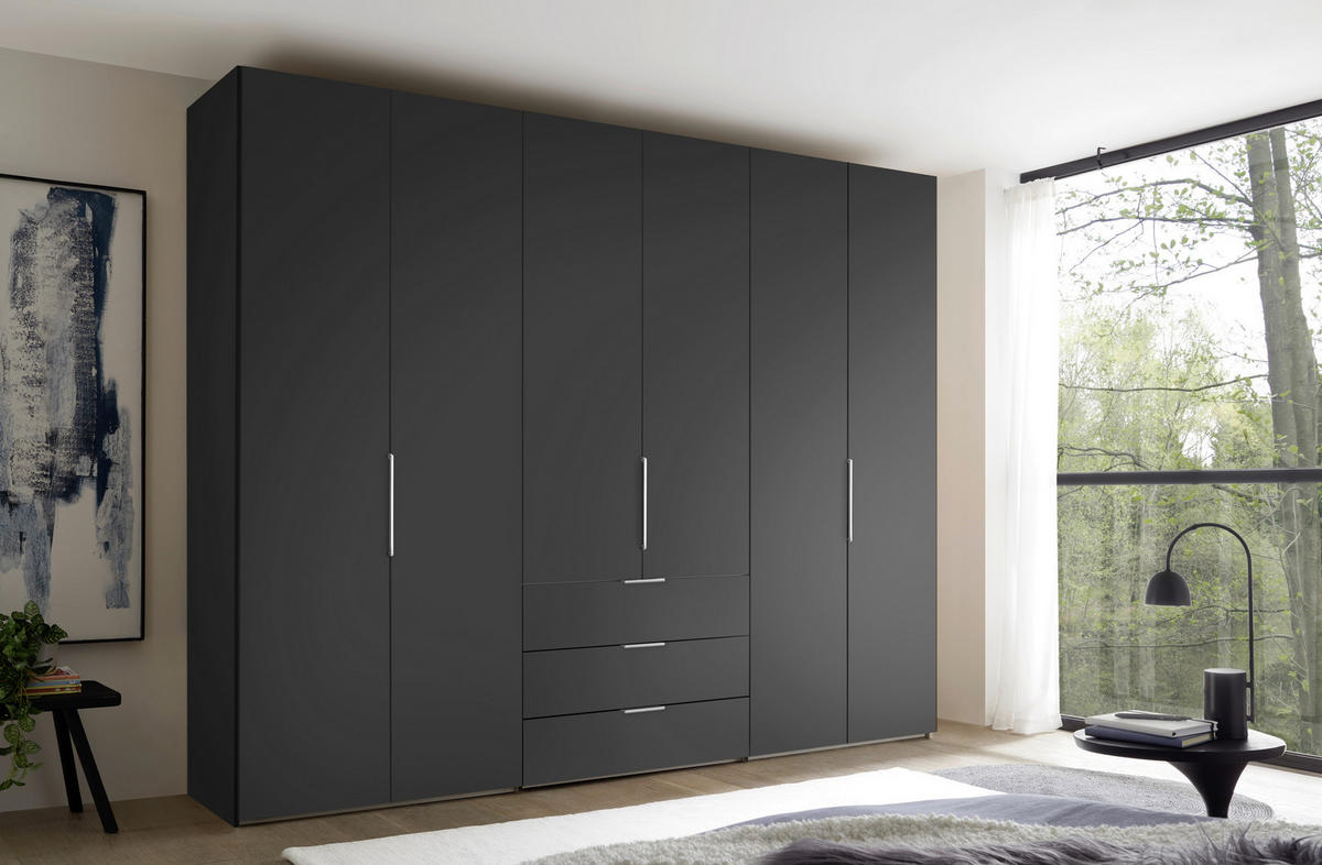 DREHTÜRENSCHRANK inkl. Zubehör 298/240/63 cm,  in Anthrazit, 6-türig  - Anthrazit/Alufarben, Design, Holzwerkstoff/Metall (298/240/63cm) - Dieter Knoll