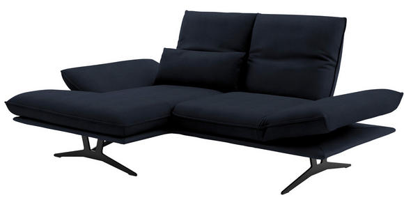 ECKSOFA in Echtleder Dunkelblau  - Gelb/Schwarz, Design, Leder/Metall (130/210cm) - Dieter Knoll