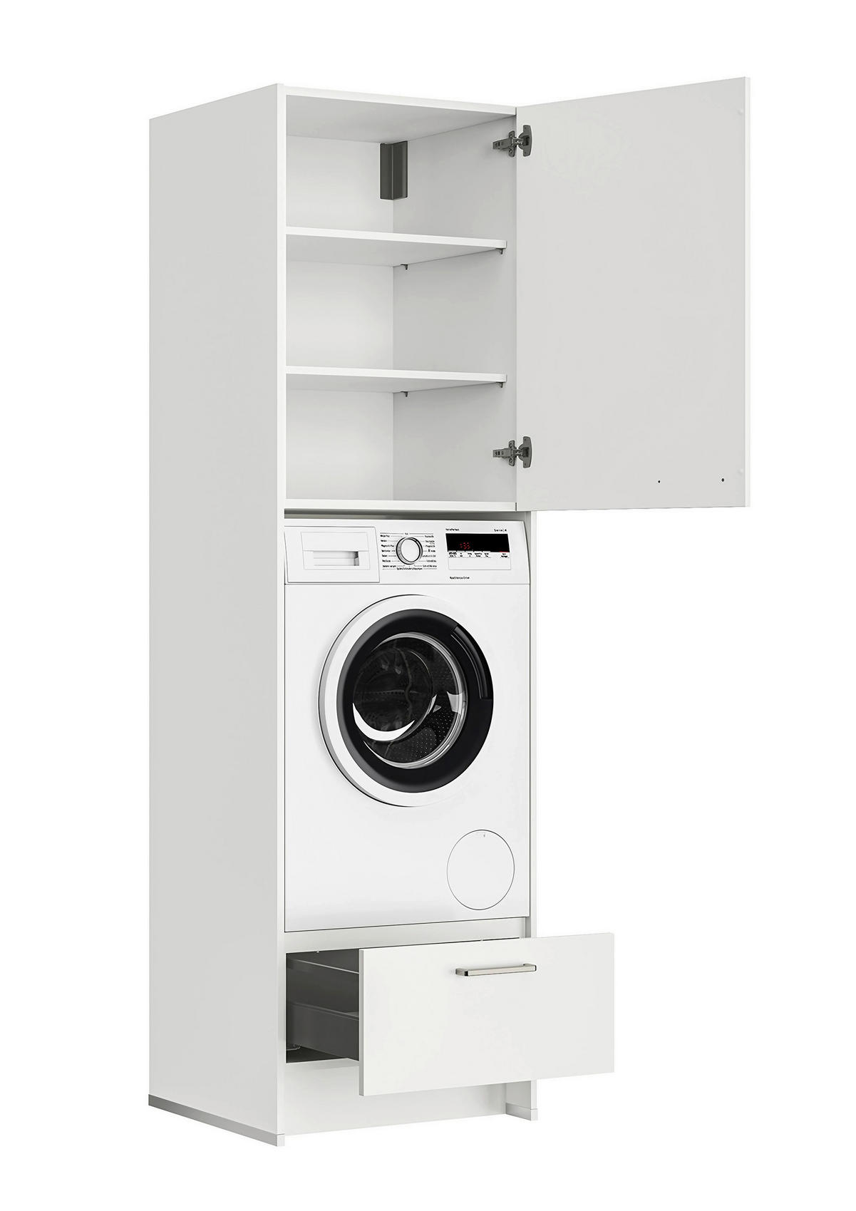 WASCHMASCHINENSCHRANK 63,2/216,6/58,3 cm  in Weiß  - Edelstahlfarben/Weiß, MODERN, Holzwerkstoff/Metall (63,2/216,6/58,3cm) - Nobilia