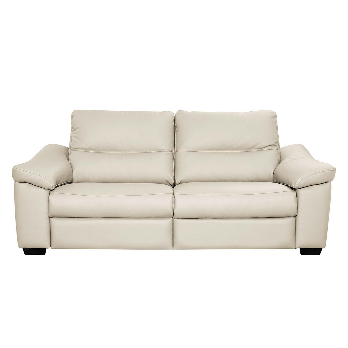 2,5-SITZER  in Echtleder Creme   - Creme/Schwarz, Design, Leder/Holz (214/97/97cm) - Livetastic