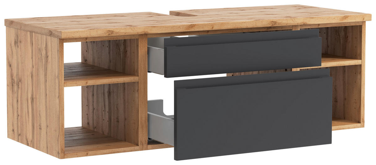 WASCHBECKENUNTERSCHRANK 120/41/47 cm  - Eiche Wotan/Grau, Modern, Holzwerkstoff (120/41/47cm) - Held