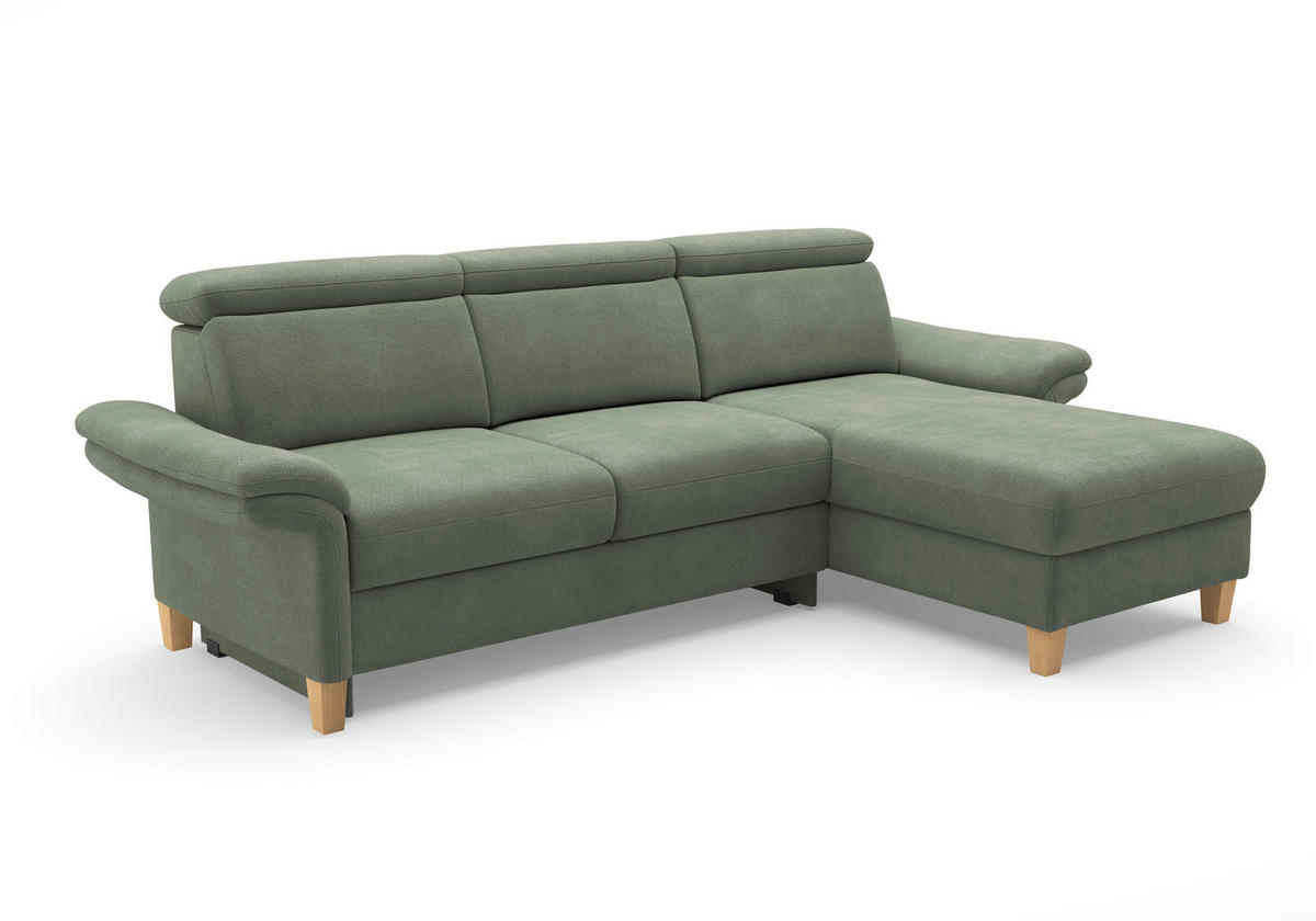 ECKSOFA GLENDALE E Dunkelgrün Flachgewebe  - Dunkelgrün/Eichefarben, KONVENTIONELL, Holz/Textil (253/166cm) - Sit & More
