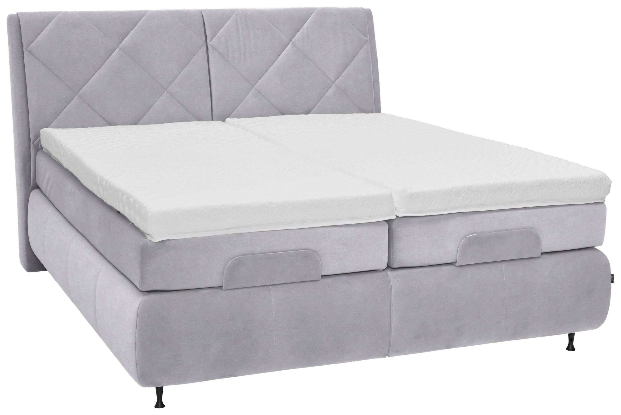 BOXSPRINGBETT 180/200 cm  in Hellgrau  - Hellgrau/Schwarz, KONVENTIONELL, Textil/Metall (180/200cm) - Dieter Knoll