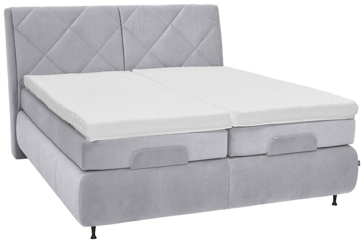 BOXSPRINGBETT 180/200 cm  in Hellgrau  - Hellgrau/Schwarz, Konventionell, Textil/Metall (180/200cm) - Dieter Knoll