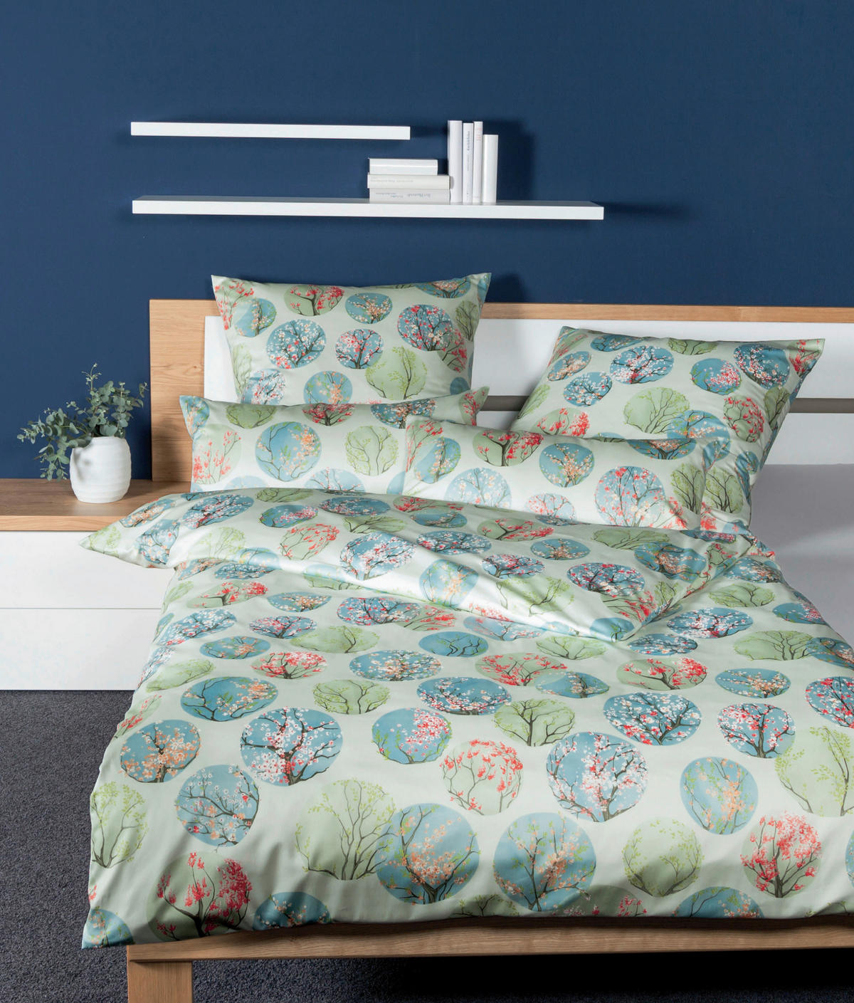 BETTWÄSCHE Makosatin 155/220 cm  - Türkis/Grün, Basics, Textil (155/220cm) - Janine