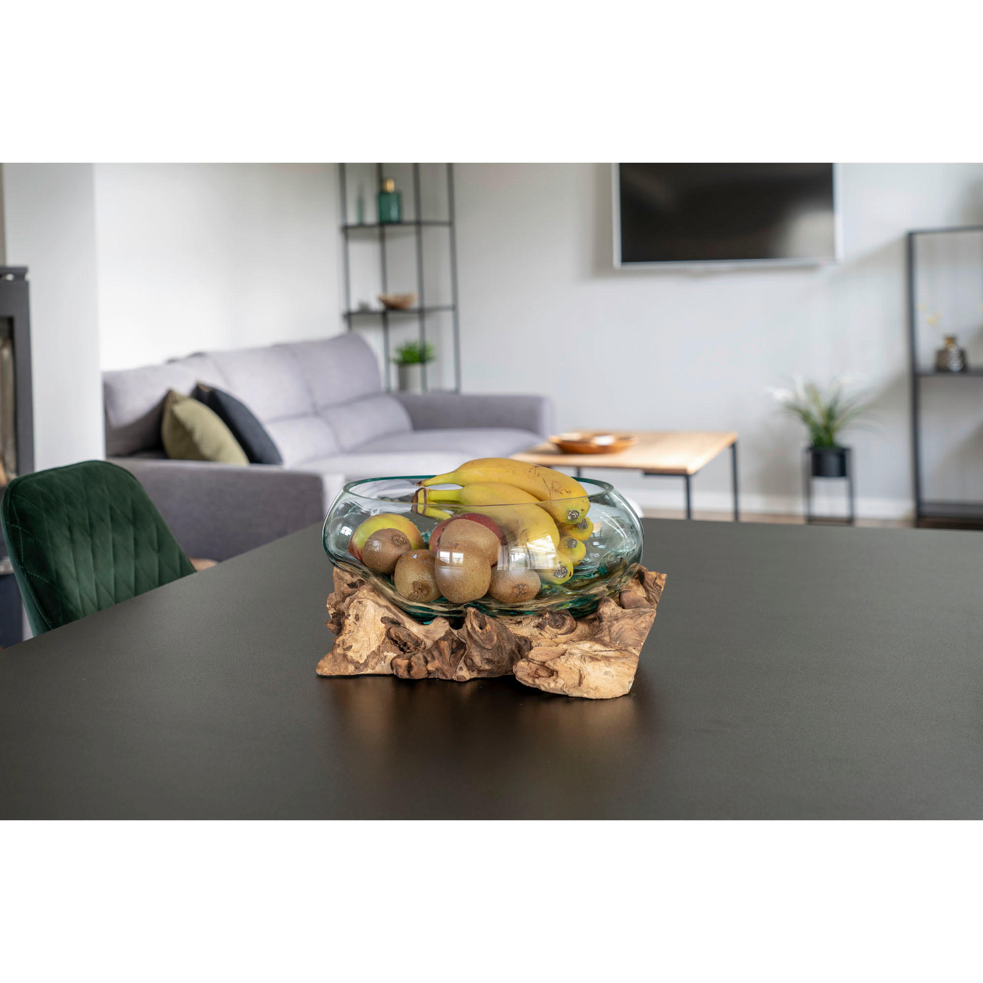 DEKOSCHALE - Klar/Teakfarben, Basics, Glas/Holz (26/20cm)