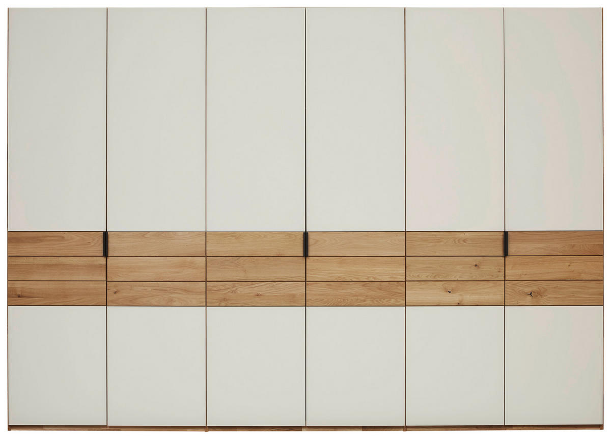DREHTÜRENSCHRANK in Eichefarben, Kaschmir  - Kaschmir/Eichefarben, Natur, Glas/Holz (302/214/62cm) - Valnatura