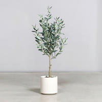 KUNSTPFLANZE Olive 140 cm  - Creme/Grün, Basics, Kunststoff (140cm)