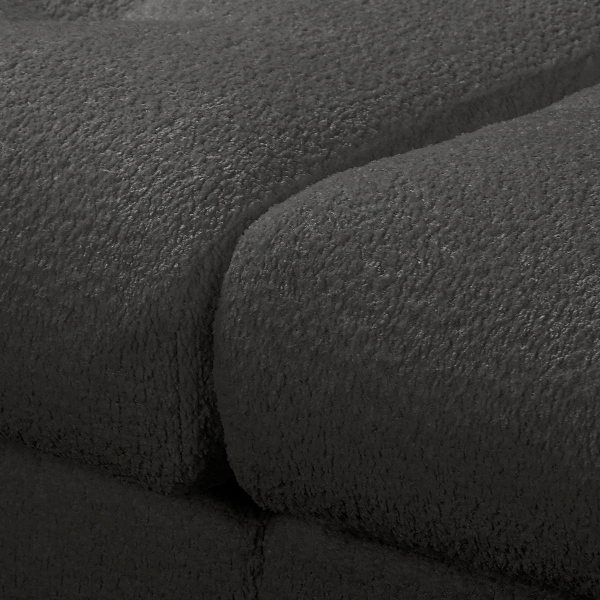 BIGSOFA Teddystoff Dunkelgrau  - Dunkelgrau/Schwarz, Design, Kunststoff/Textil (284/94/148cm) - Livetastic