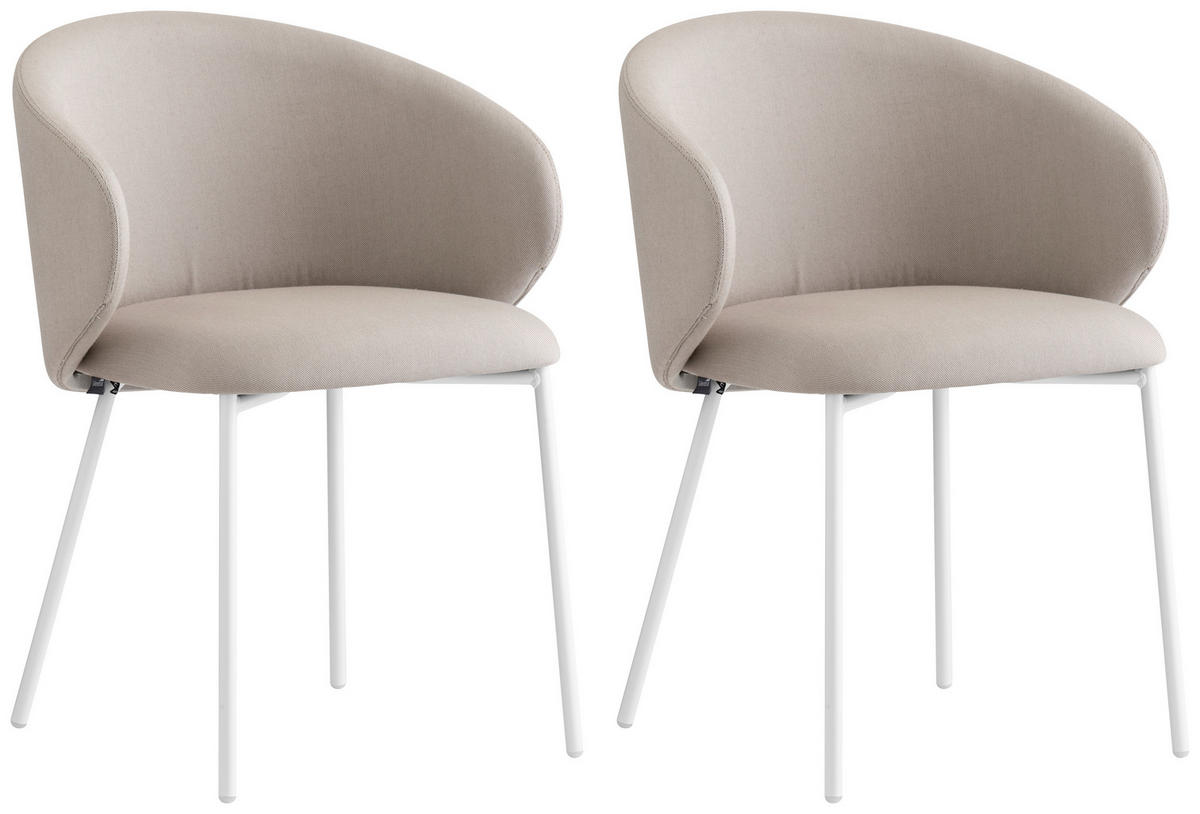 GARTENSTUHL-SET Edelstahl Weiß, Sandfarben  - Sandfarben/Weiß, Basics, Textil/Metall (55/76/56cm) - Connubia 