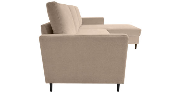 ECKSOFA Hellbraun Chenille - Hellbraun/Schwarz, KONVENTIONELL, Holz/Textil (159/221cm) - Carryhome