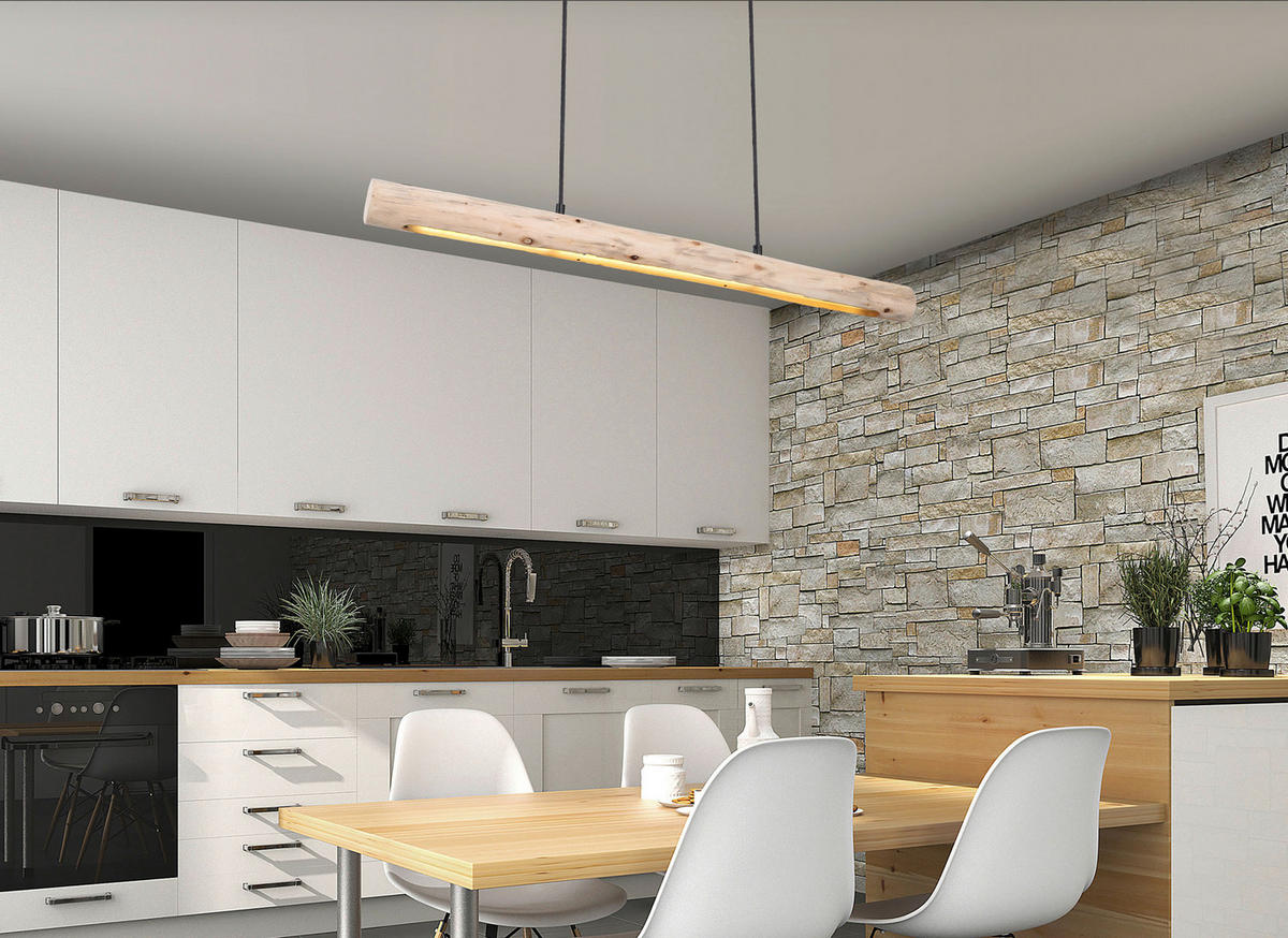 HÄNGELEUCHTE 80/7/150 cm   - Schwarz/Naturfarben, Basics, Holz/Metall (80/7/150cm) - Globo