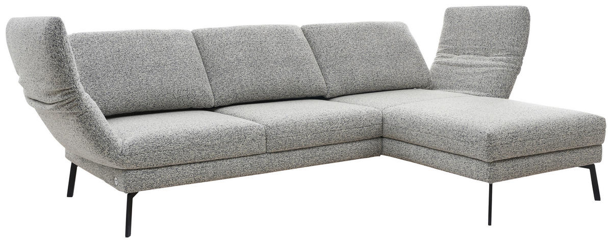 ECKSOFA in Flachgewebe Blaugrau  - Blaugrau/Schwarz, Design, Textil/Metall (255-365/175-224cm) - Dieter Knoll