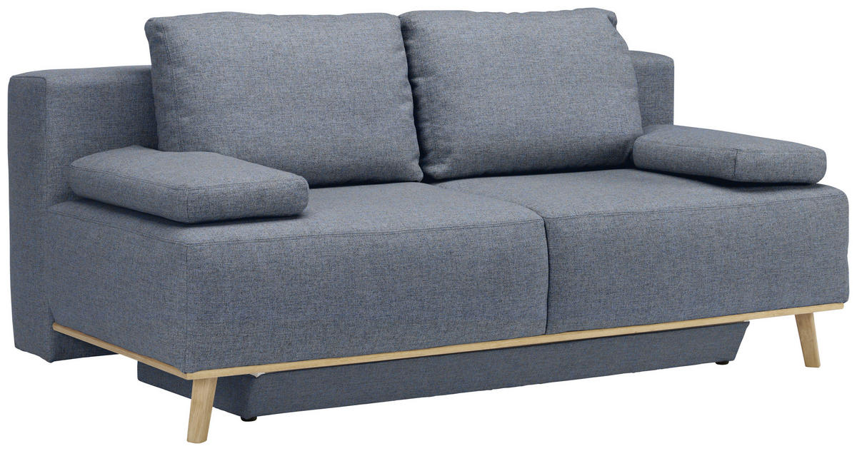 BOXSPRINGSOFA  mit Stoffauswahl, Rücken echt Blau, Grau  - Blau/Grau, Design, Holz/Textil (203/97/107cm) - Dieter Knoll