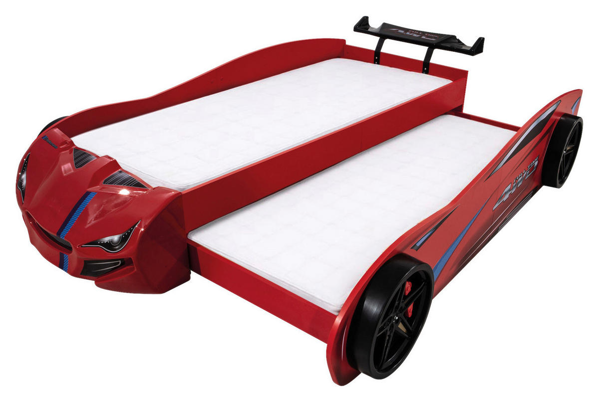 AUSZIEHBETT 90/200 cm  in Rot  - Rot/Schwarz, KONVENTIONELL, Holz/Holzwerkstoff (90/200cm) - Xora