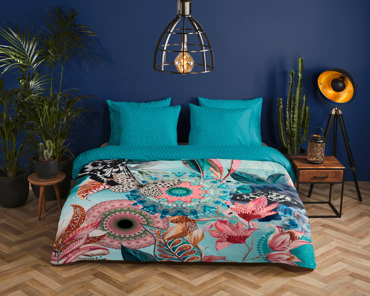 BETTWÄSCHE HIP Satin 140/200 cm  - Türkis/Blau, Design, Textil (140/200cm)
