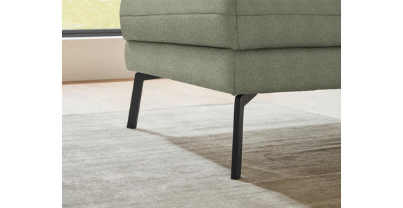 ECKSOFA  in Flachgewebe Salbeigrün Armteilverstellung, Relaxfunktion, Drehsitzfunktion  175-224/255-365 cm  - Salbeigrün/Schwarz, Design, Textil/Metall (175-224/255-365cm) - Dieter Knoll