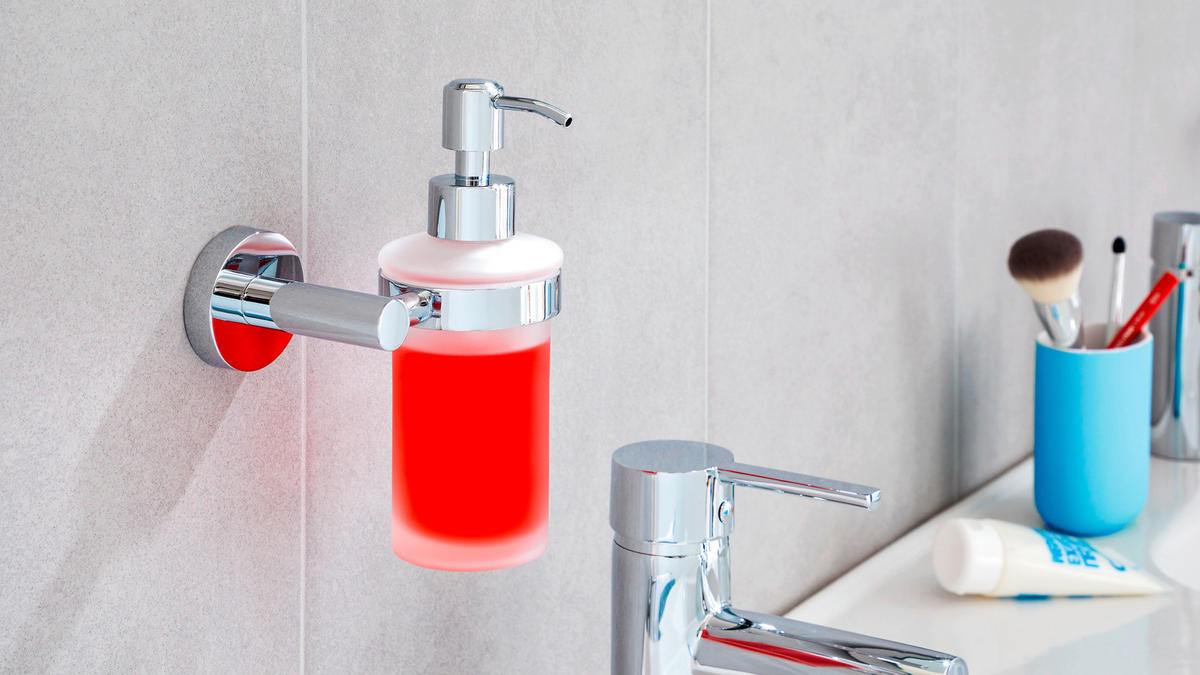 SEIFENSPENDER EXXCELLENT  - Chromfarben/Weiß, Basics, Glas/Metall (12,5/17/10,5cm) - Tesa