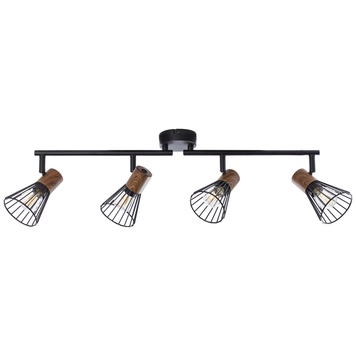 DECKENLEUCHTE    60,5/18/20 cm  - Schwarz, Design, Holz/Metall (60,5/18/20cm) - Brilliant