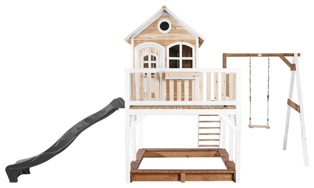 SPIELTURM 541/291/277 cm  - Braun/Weiß, KONVENTIONELL, Holz/Kunststoff (541/291/277cm) - Ambia Garden