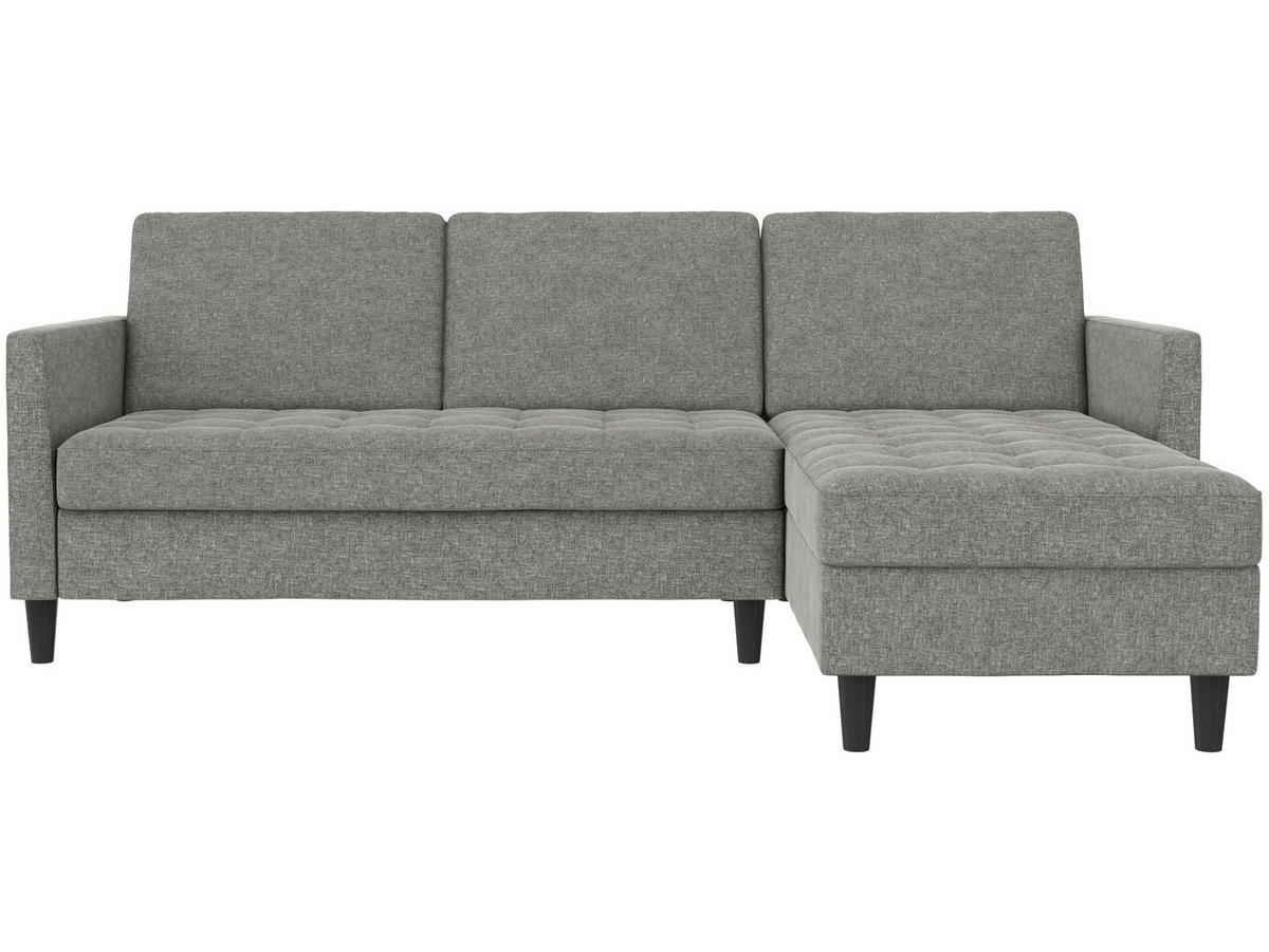 ECKSOFA PALERMO Anthrazit Webstoff, Leinenoptik Schlaffunktion, Stauraum  - Anthrazit/Schwarz, Basics, Kunststoff/Textil (213/154cm) - Livetastic