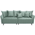 BIGSOFA in Velours Mintgrün  - Schwarz/Mintgrün, Design, Textil/Metall (226/91/103cm) - Carryhome