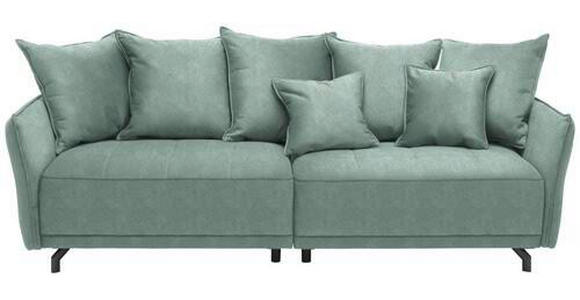 BIGSOFA Velours Mintgrün - Schwarz/Mintgrün, Design, Textil/Metall (226/91/103cm) - Carryhome