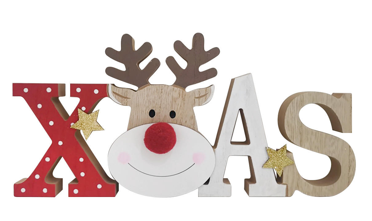 DEKORATIONSTEXT  - vit/röd, Lifestyle, trämaterial (29/2/14cm) - X-Mas