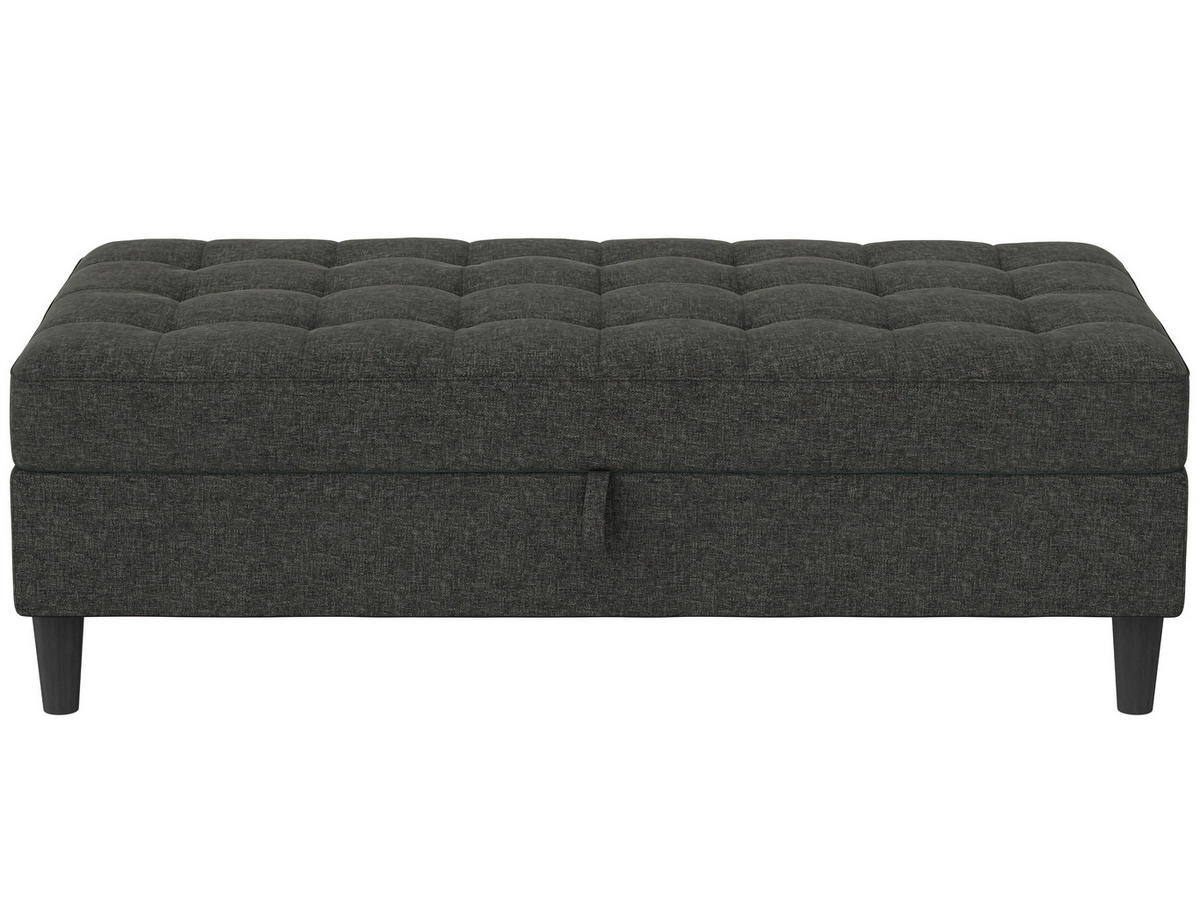 HOCKER PALERMO Webstoff, Leinenoptik Anthrazit  - Anthrazit/Schwarz, Basics, Kunststoff/Textil (130/43/69cm) - Livetastic
