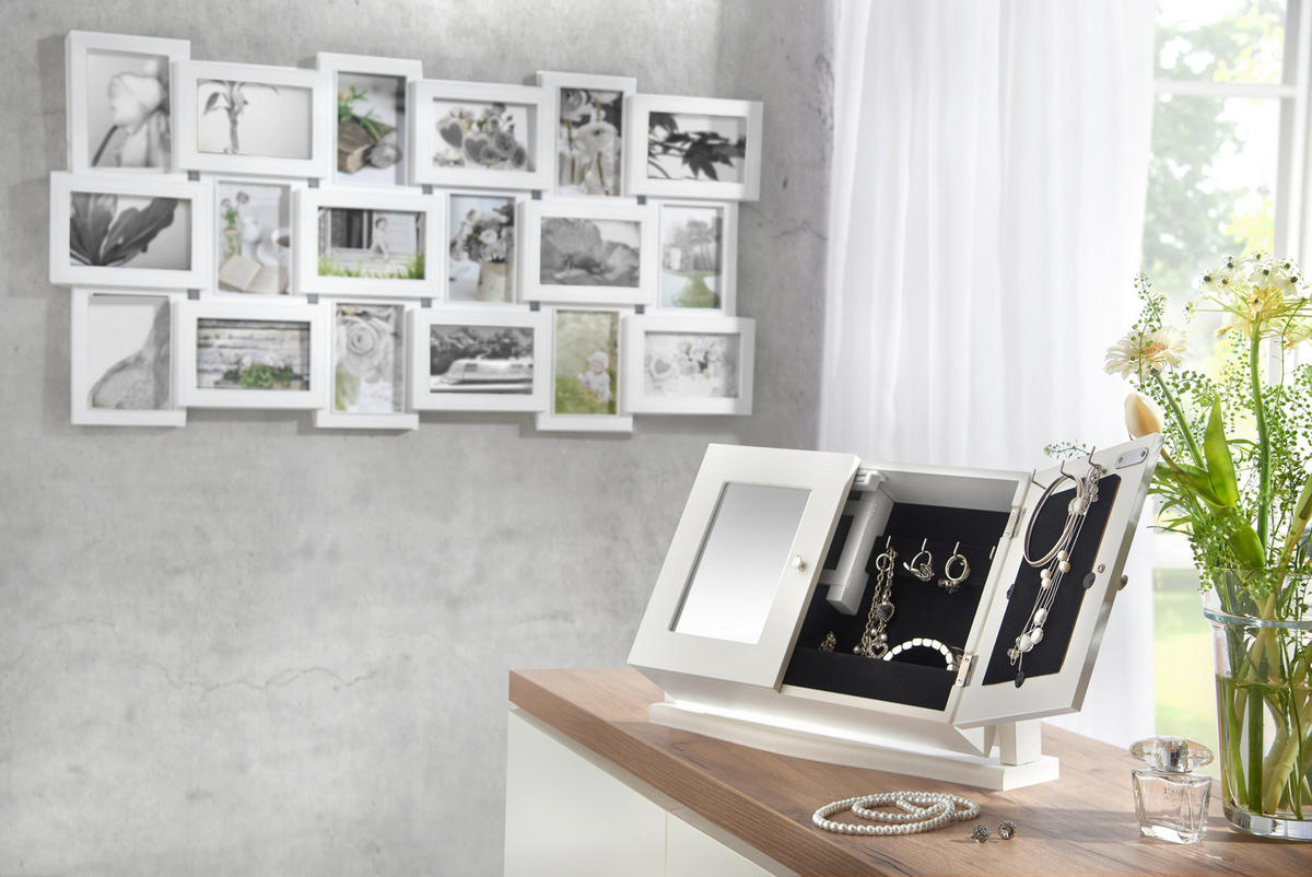 RÁM NA FOTOKOLÁŽ, 18 foto, 90/47/2,5 cm - biela, Basics, plast (90/47/2,5cm)