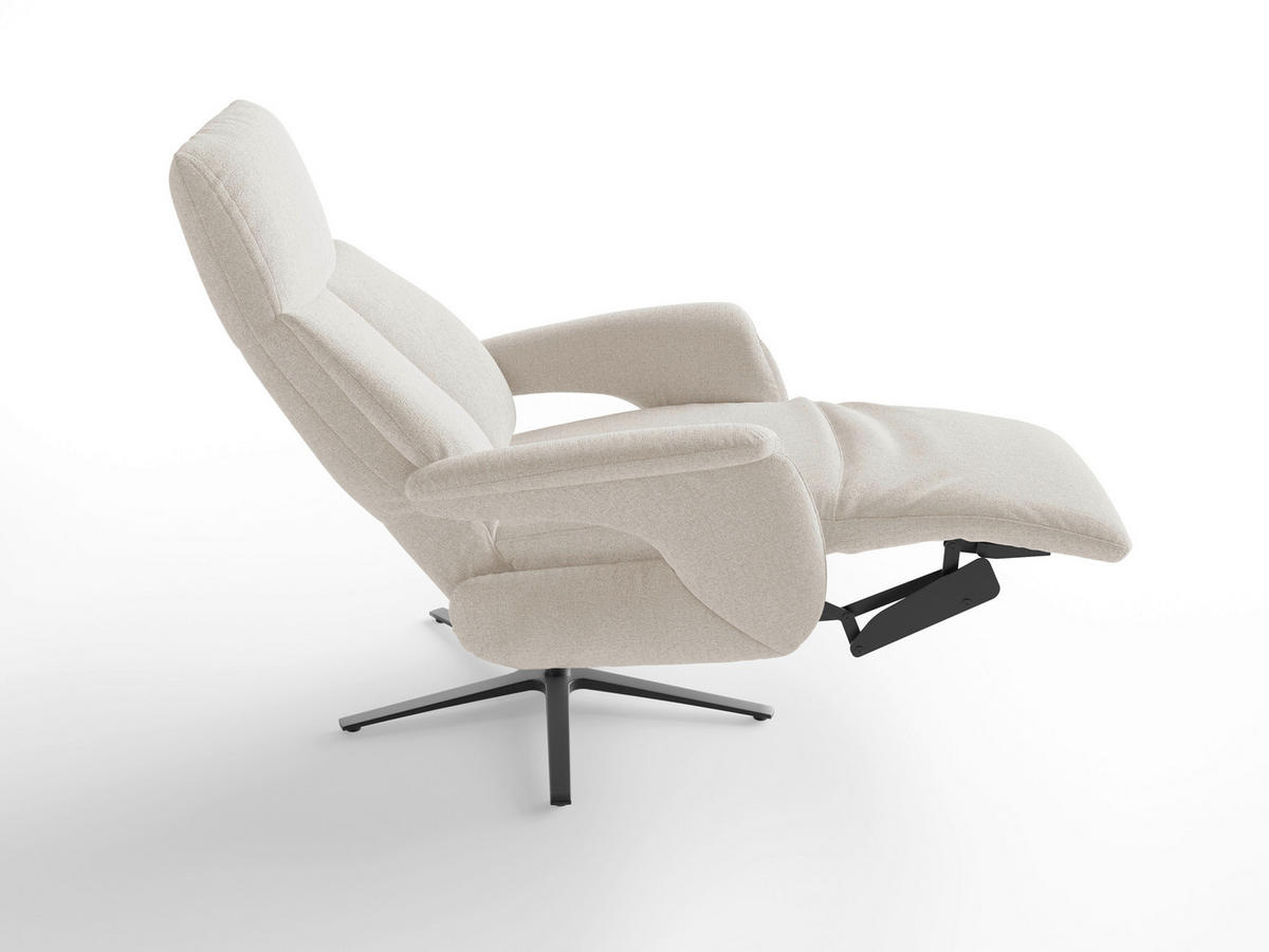 RELAXSESSEL TV LAZY E XS1 Chenille Kopfteilverstellung, Rücken echt    - Creme/Schwarz, Basics, Textil/Metall (75/110/85cm) - Sit & More