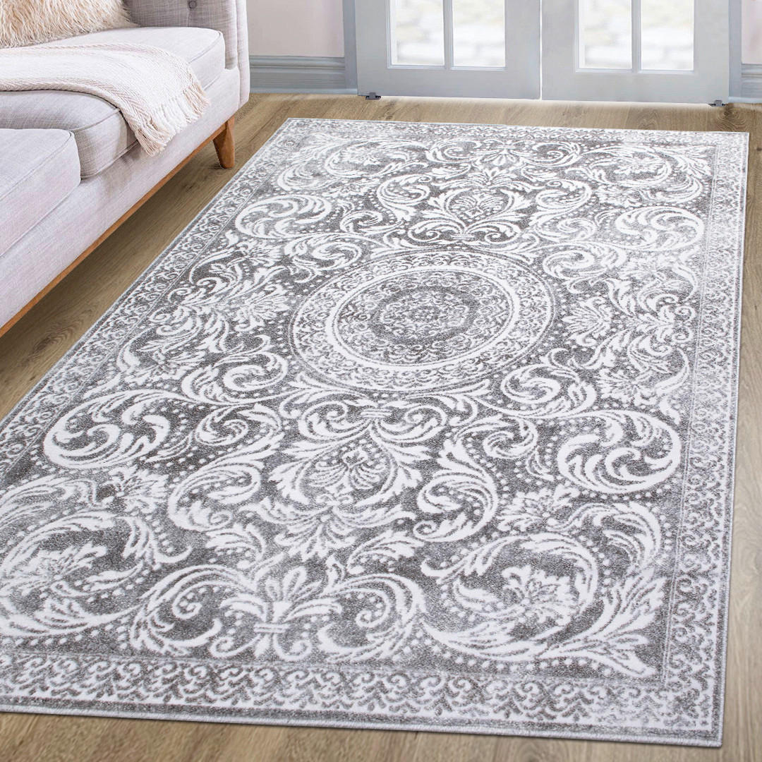 VINTAGE-TEPPICH 160/230 cm Victoria Grau, Weiß  - Weiß/Grau, Design, Kunststoff/Textil (160/230cm) - Novel