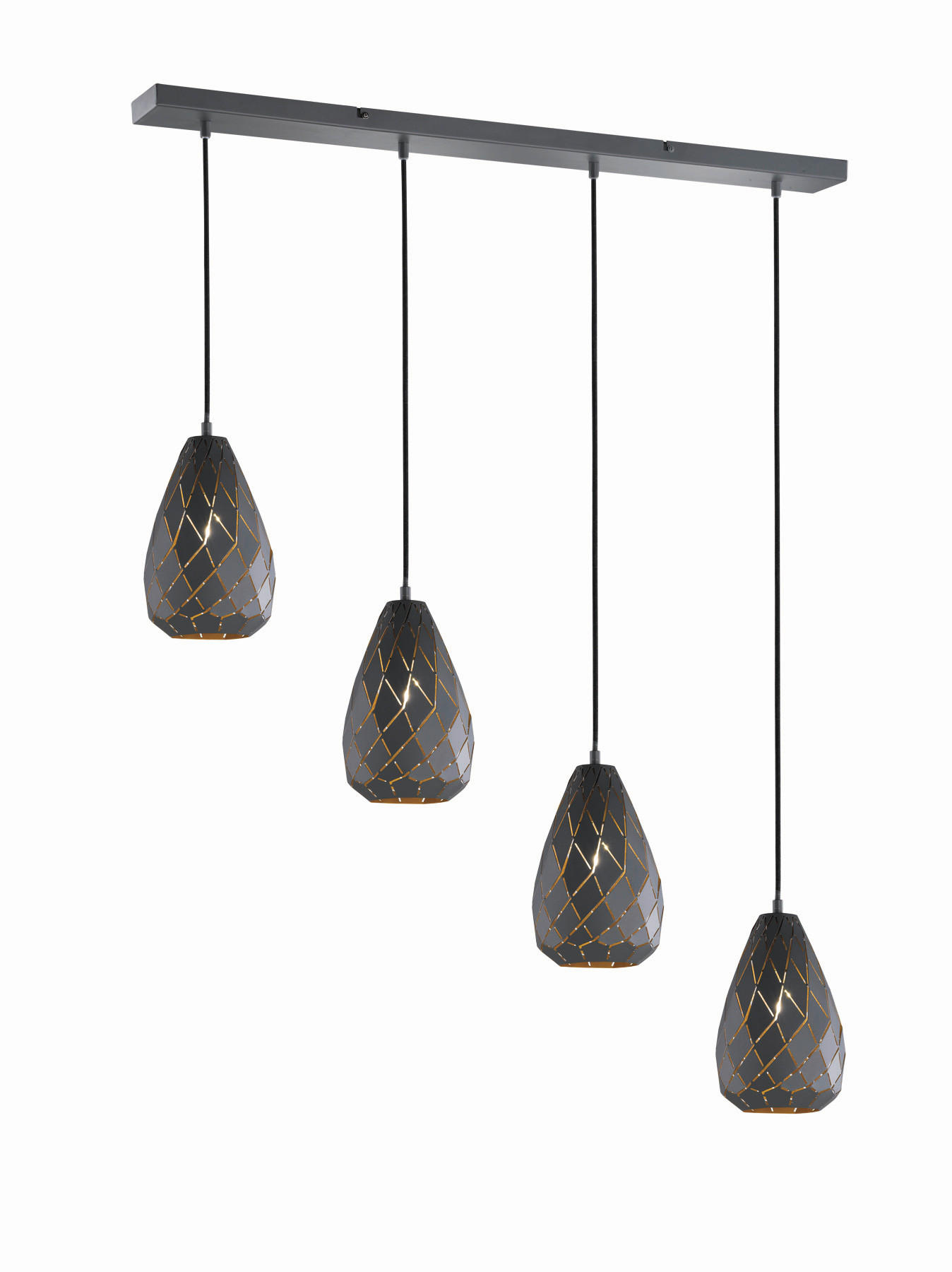 HÄNGELEUCHTE 90/15/150 cm    - Anthrazit/Goldfarben, Design, Metall (90/15/150cm) - Trio Leuchten