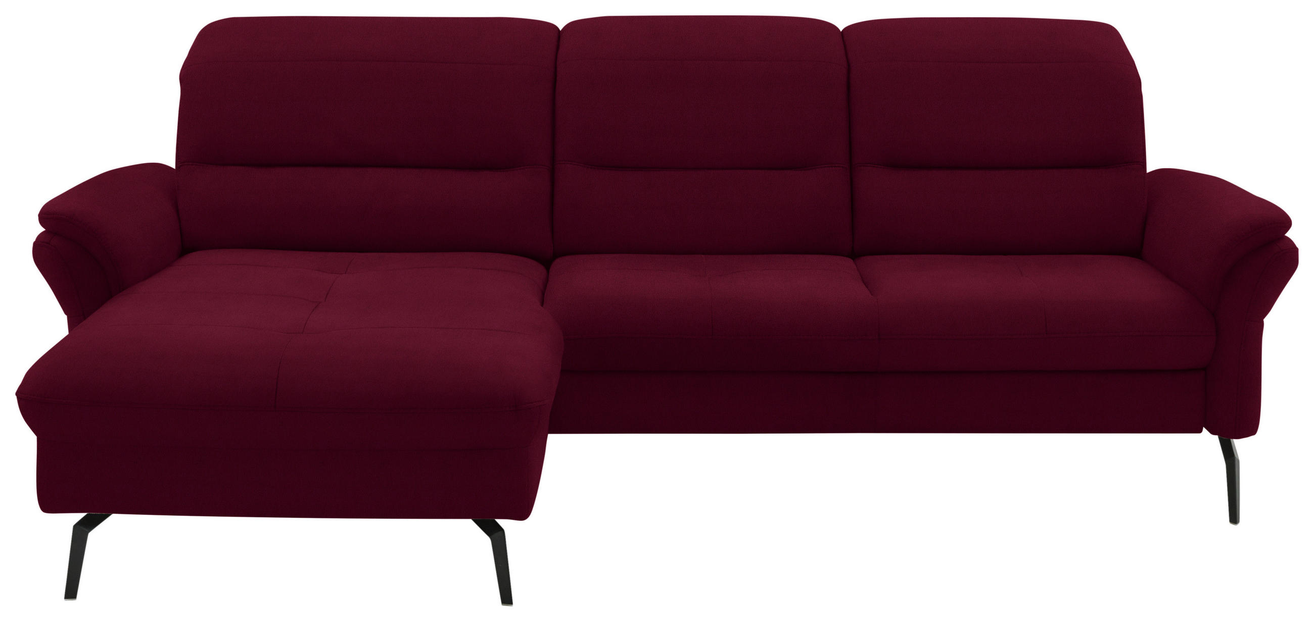 ECKSOFA in Flachgewebe Bordeaux  - Bordeaux/Schwarz, Konventionell, Textil/Metall (181/260cm) - Beldomo Speed