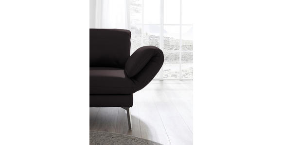 RÉCAMIERE in Echtleder Dunkelbraun - Chromfarben/Dunkelbraun, Design, Leder/Metall (209/85-109/95-16cm) - Dieter Knoll