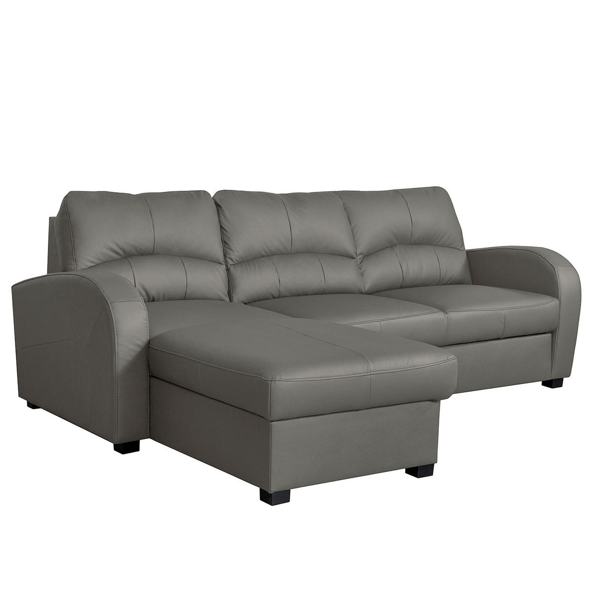 ECKSOFA 168/227 cm TILO in Lederlook Grau Bettkasten  168/227 cm  - Schwarz/Grau, Design, Kunststoff/Textil (168/227cm) - Livetastic