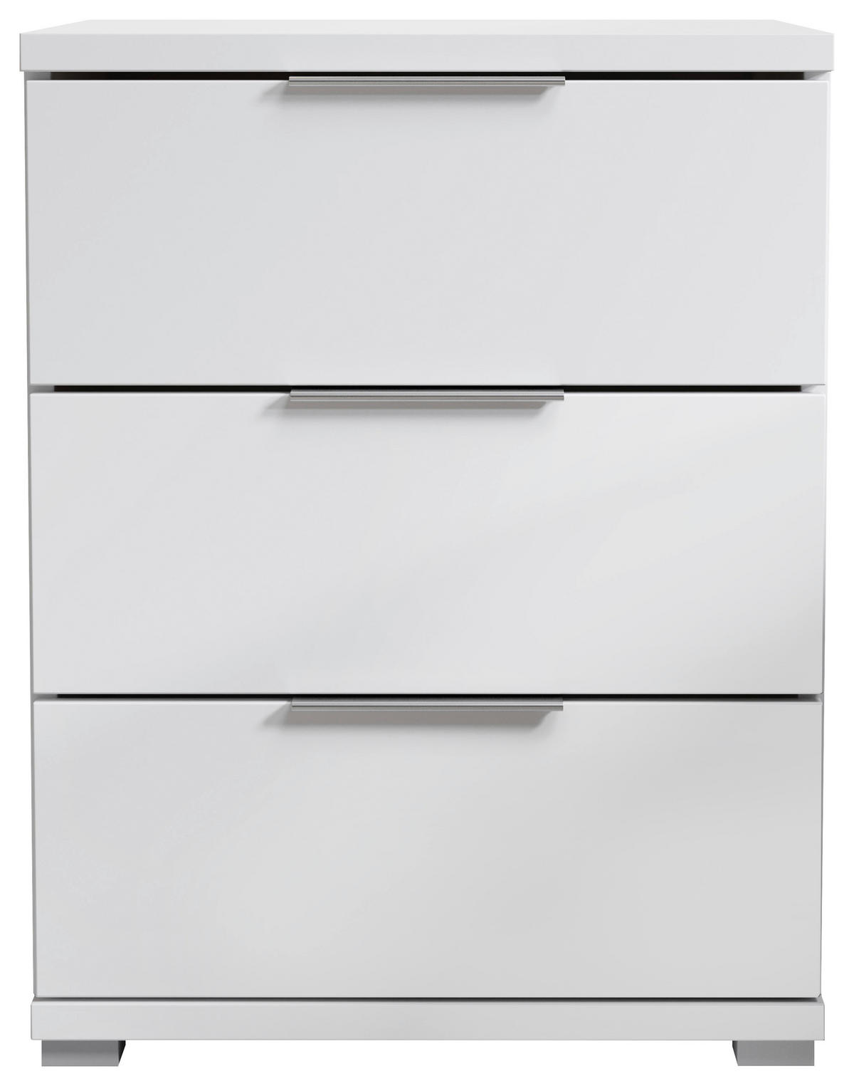 NOČNA OMARICA, bela  - srebrne barve/bela, Design, umetna masa/leseni material (46/61/42cm) - Boxxx